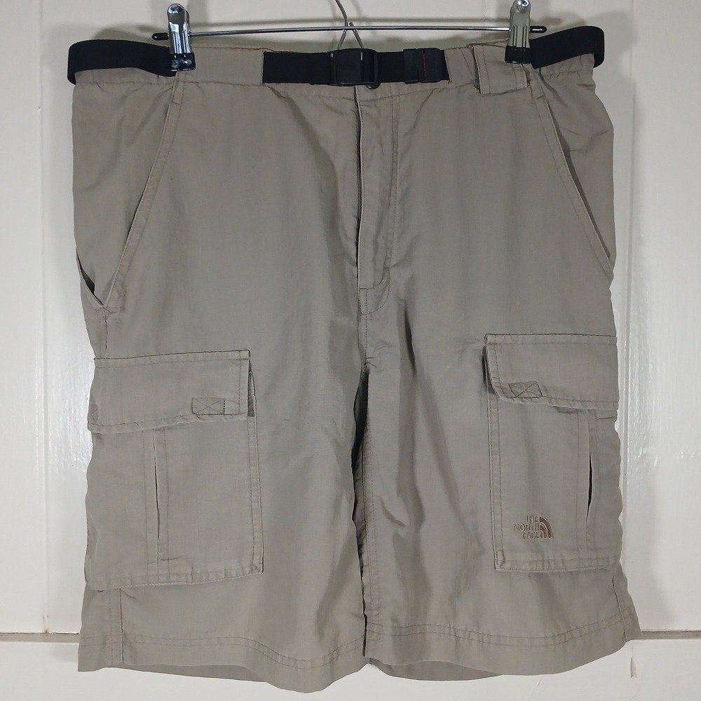 The North Face Cargo Shorts Mens Medium Khaki Tan Belted Hiking A592